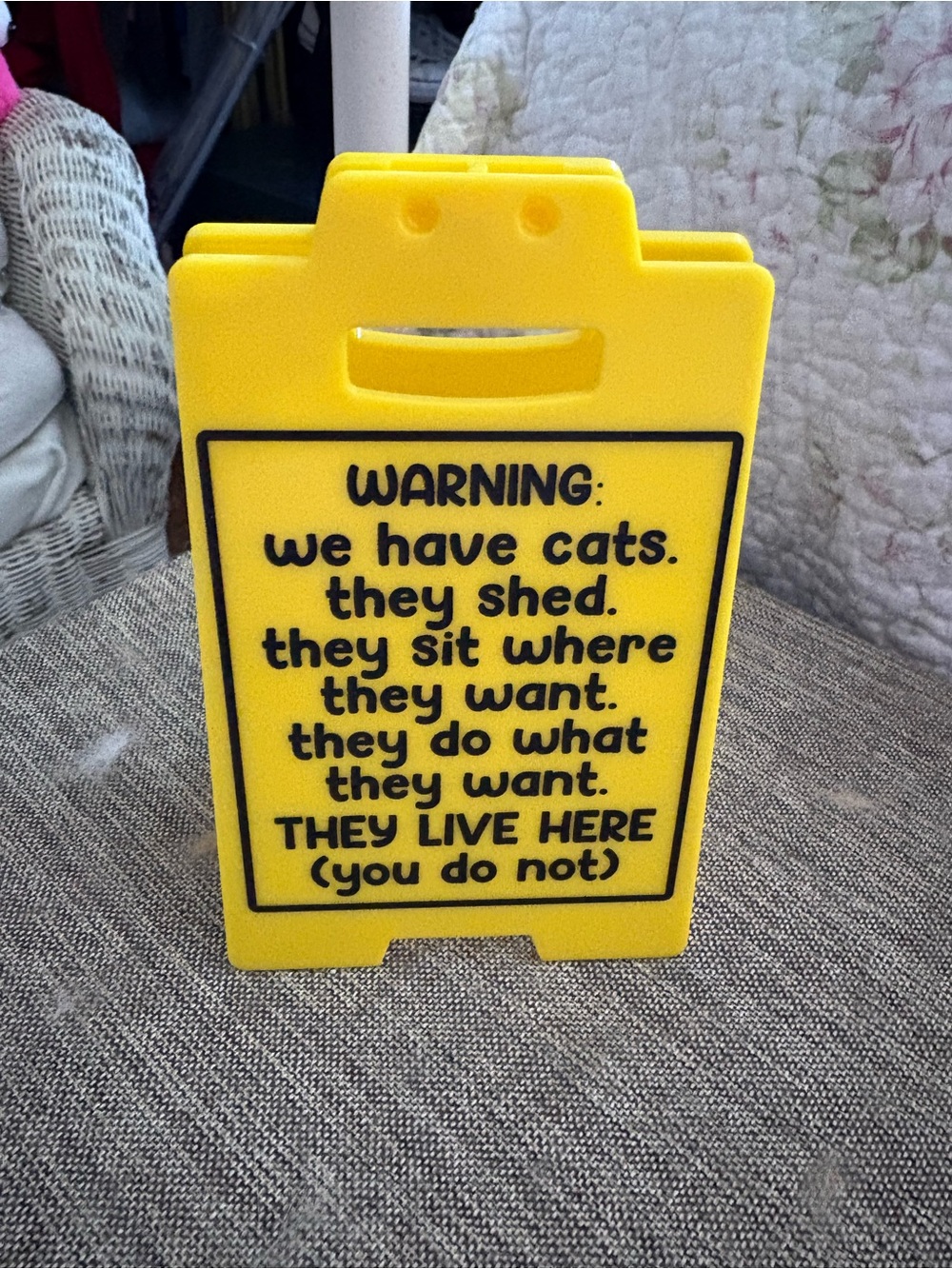 Yellow Novelty Cat Warning Sign
